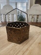 Vintage Small Brass Decorative Basket Planter with Folding Handle 4.5