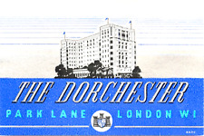 The Dorchester Hotel ~Park Lane - LONDON~ Great Art Deco Luggage Label, c. 1950 picture