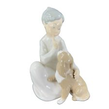 Vintage Lladro Porcelain Boy Playing With Dog Large Figurine Made In Spain 4522 picture