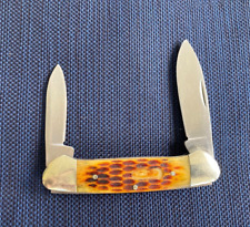 2015  Buck Canoe 389 Folding Pocket Knife 3-5/8”  2 Blades Missing Handle shield picture