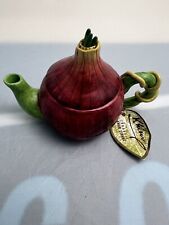Miniature Ceramic Khien Teapot Red Onion W/Twisted Handle Decoration picture