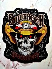 Large Cowboy Skull Southern Discomfort Outlaw MC Biker Iron On Patch Vest Jacket picture