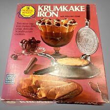 Vintage Scandinavian Nordic Ware Krumkake Iron with Wood Handle + Stand In Box  picture