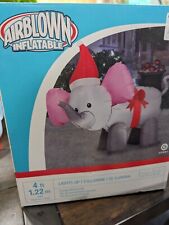 Gemmy 4 ft Airblown Baby Elephant Bow Christmas Inflatable Yard Decor in Box picture