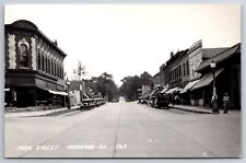 Marengo Illinois~Main St~Corner Bank? w/Quoins~1930s Cars~Street Clock~Café RPPC picture