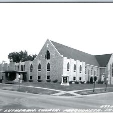 c1950s Maquoketa IA RPPC First Lutheran Church Mid Mod Brick Building Photo A210 picture