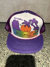 Vintage 80s FLORIDA Vacation Adjustable Snap Back Mesh Cap SUNSETS PALM TREES h1 picture