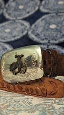 Western Leather Stitched Steerhide Acorn Belt + Rodeo Buckle  picture