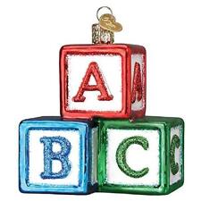 Old World Christmas ABC Blocks Blown Glass 2020 Unique Christmas Ornaments fo... picture