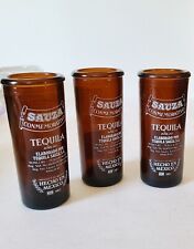 3 Sauza Conmemorativo Tequila Anejo Tall Shot Shooter Glasses Amber 2 oz Barware picture