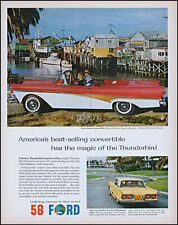 1958 Ford Thunderbird convertible fishing boats pier retro photo print ad adL39 picture