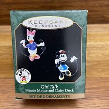 Hallmark Ornament Set/2 Girl Talk Minnie Mouse & Daisy Duck 1999 Miniatures New picture