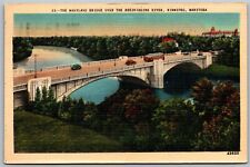 Vtg Winnipeg Manitoba Canada Maryland Bridge Assiniboine River 1940s Postcard picture
