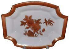 Asian Porcelain Dish Bowl Floral White Red Burnt Orange Gold Japan Hand Painted  picture