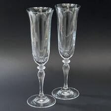VTG Set of 2 Colony MIRAGE Optic Bowl Wafer Stem Champagne Flutes Glasses 9 1/8
