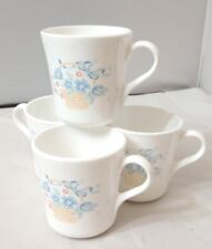Vintage Corning Country Cornflower Set Of Four Coffee Mugs GUC picture