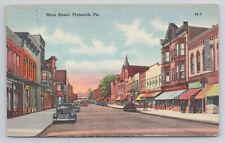 Main Street Plymouth Pa Linen Postcard No 3989 picture