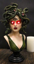 Greek Gorgon Sisters Goddess Medusa With Wild Snake Hair And LED Red Eyes Statue picture