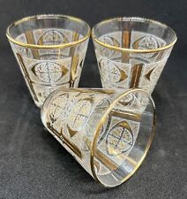 Vintage Mid Century Libbey Gold Frosted Glasses Barware Small Tumblers Set of 3 picture