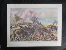 24 x 18  1960 Kurz & Allison Civil War Print - Storming Fort Wagner, Charleston picture