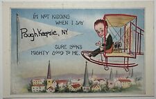 Man Flying Old Airplane Greetings From Poughkeepsie New York Postcard picture