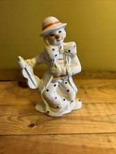 Vintage Sophia Ann Ceramic Painted Collectible Clown Holding Violin Figurine picture