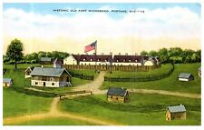 Portage WI Wisconsin Fort Winnebago Landscape c1945 Vintage Linen Postcard-Z2-41 picture