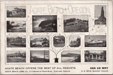 AGATE BEACH LAND CO. Oregon Advertising Postcard Multi-Beach - 1915 Cancel picture