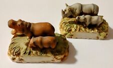 Original Lionstone Rhino And Hippo Sculptured Porcelain Decanters 1977 Limited picture