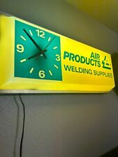 VINTAGE Welding Air Products Lighted sign clock advertising piece. WORKS gas oil picture