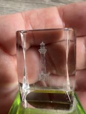 3d Laser Sculpted Crystal lighthouse Rainbow Mini Paperweight Bin G picture
