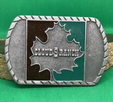 Vintage ~ Silver With Brown & Green ~ Cloud Nine Ranch Belt Buckle picture