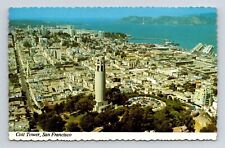 San Francisco California Coit Tower Scenic Aerial View Chrome Postcard picture