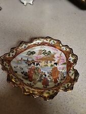 Absolutely Exquisite Satsuma Hand Painted Scene With Golden Etchings And... picture