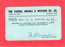 TOLEDO ANGOLA WESTERN LOW # 34 RAILROAD RAILWAY RR RY PASS  picture
