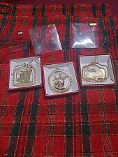 Nations Treasures Mackinac Island 3 Christmas Ornaments 24K Gold Finish Brass picture