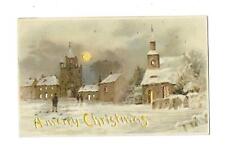 Snow-Covered CHURCHES On HOLD-TO-LIGHT HTL Vintage 1908 CHRISTMAS Postcard picture