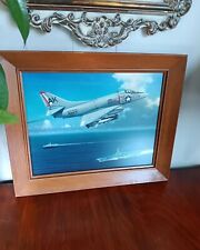 Vintage Watercolor Painting of Navy Lt. Swinford flying over The USS Intrepid picture