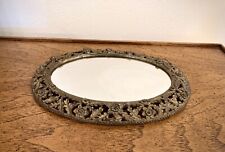Vintage Ormolu Small Vanity Tray With Flower Design 9.25”x7” picture