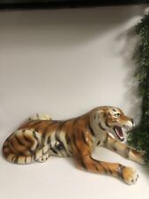 Large Tiger Lying Down Resting,  Porcelain Figurine, Hand Painted. picture