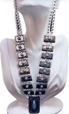 Navajo Turquoise Squash Blossom Necklace #892 picture