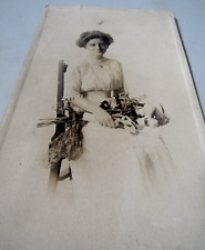 Antique C 1910s  Photo Woman with flowers ID'd Ruth Miller 8 x 5