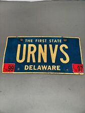 1997-1999 Delaware Custom License Plate Tag URNVS Blue And Yellow picture