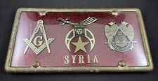 Vintage 32nd Degree Freemasonry Shriners Syria Square and Compass License Plate picture