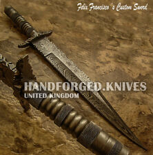 FELIX FRANCISCO CUSTOM HAND MADE UNIQUE MEDIEVAL DAMASCUS BOWIE KNIFE  picture