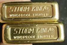 Pair Vintage Goldtone Storm King Lighters Wind Proof picture