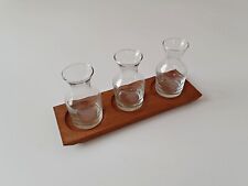 Vintage Wood Liquor/Sake/Beer/Wine Flight Board 3 cup Made in Japan MCM. OMC. picture