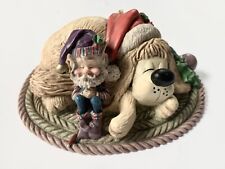 DREAMER Sleeping Elf & Dog Figurine Sandi Zimnicki RARE vintage North Pole Xmas picture