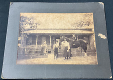 old vintage photo of woman and children with horse picture