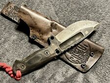 FRANKLIN CUSTOM INDIVIDUALLY HANDMADE 80cRV2 STEEL KNIFE & LEATHER SHEATH picture